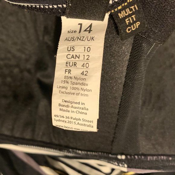 Bond-Eye One Piece Swimsuit Size 10 Womens Black White Brown Gold Stripes Ruched - Picture 4 of 6